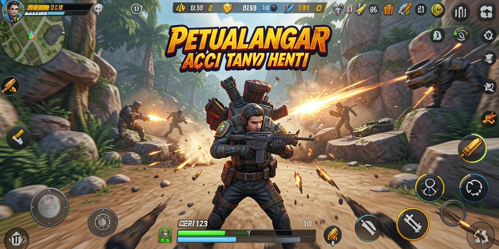 Tampilan gameplay CERI123 dengan aksi yang mendebarkan.