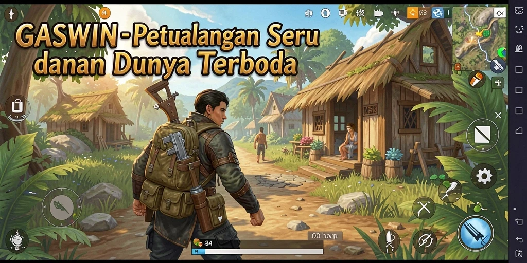 Tampilan gameplay seru GASWIN di dunia terbuka yang luas.