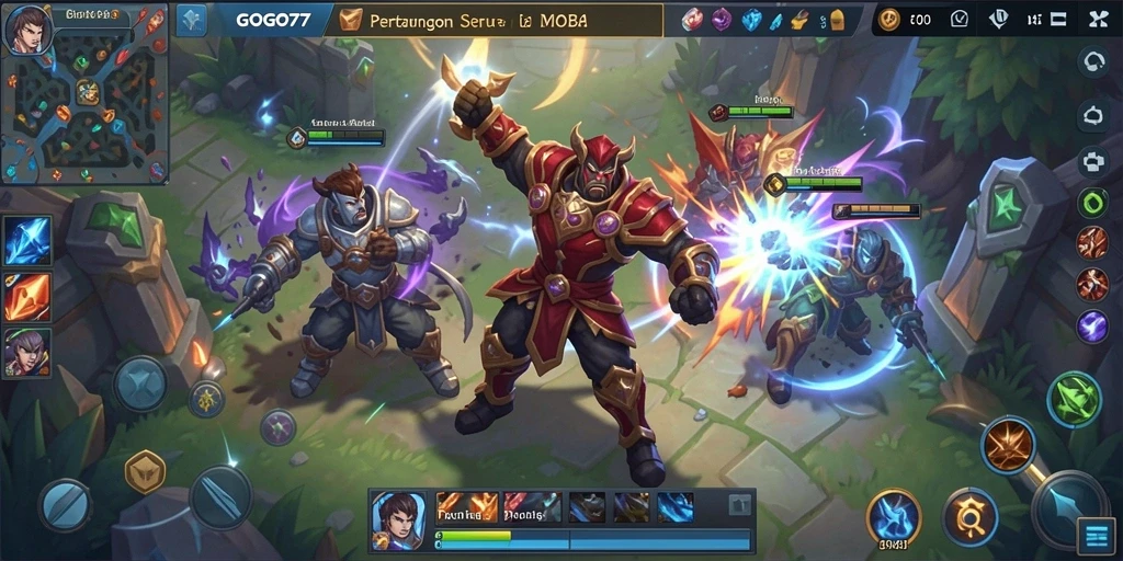 Tampilan gameplay seru dari GOGO77 dalam pertarungan MOBA.