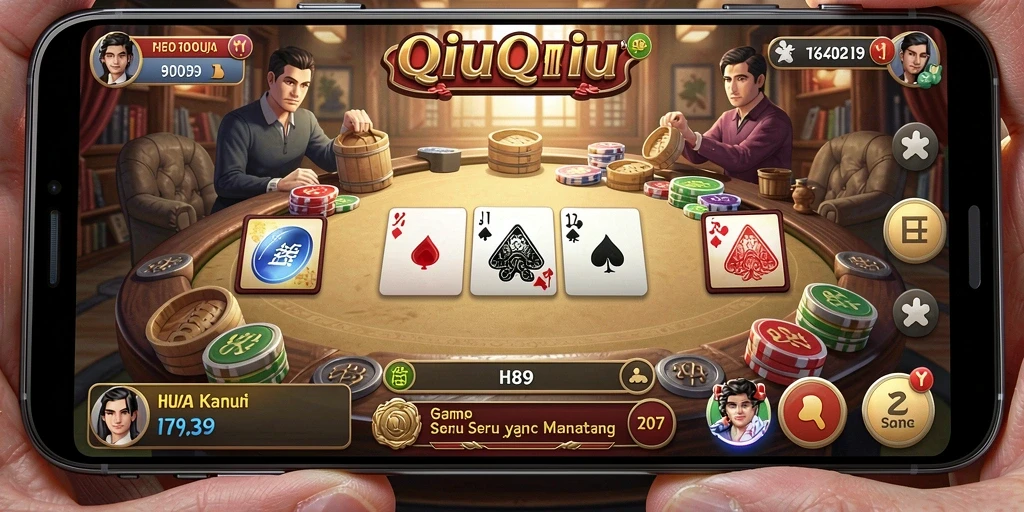 Tampilan seru gameplay QiuQiu di H89 dengan teman-teman.
