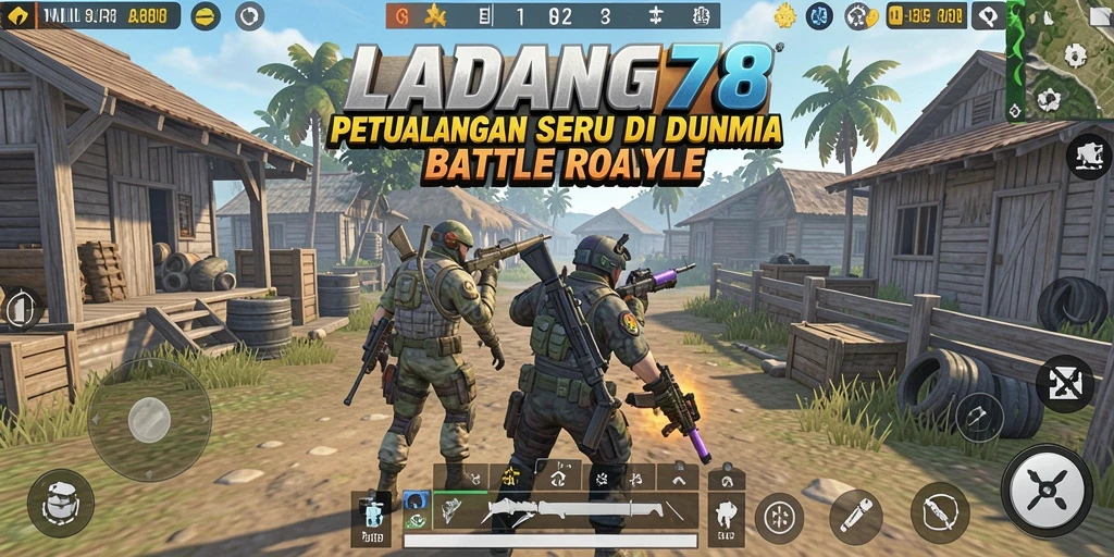 LADANG78 menampilkan gameplay Battle Royale yang mendebarkan dan penuh aksi.