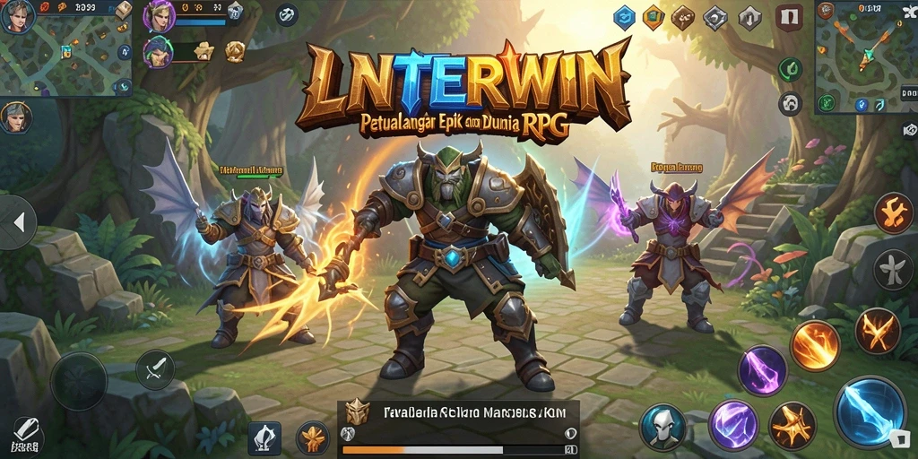 Gameplay LNTERWIN menampilkan pertarungan epik dalam dunia RPG.