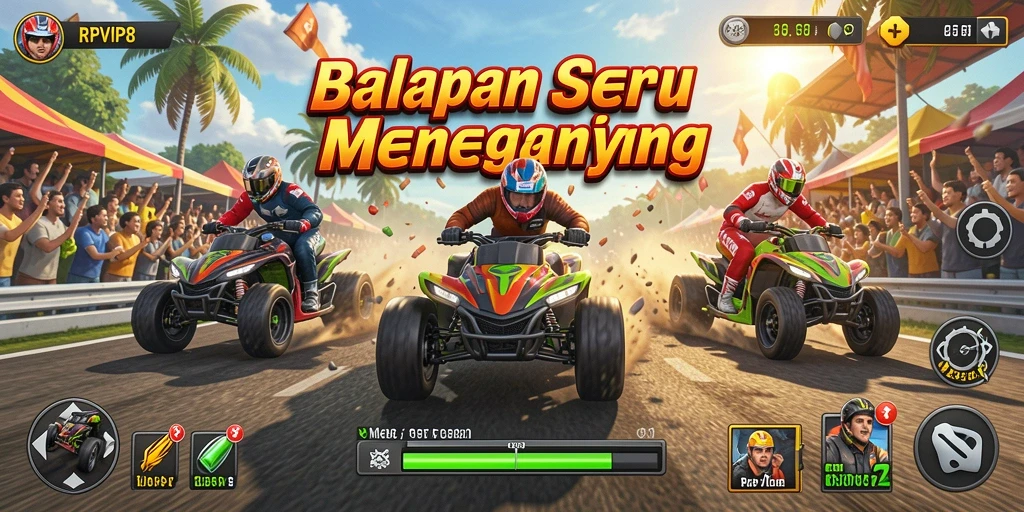 Screenshot menunjukkan momen intens balapan di RPVIP8.