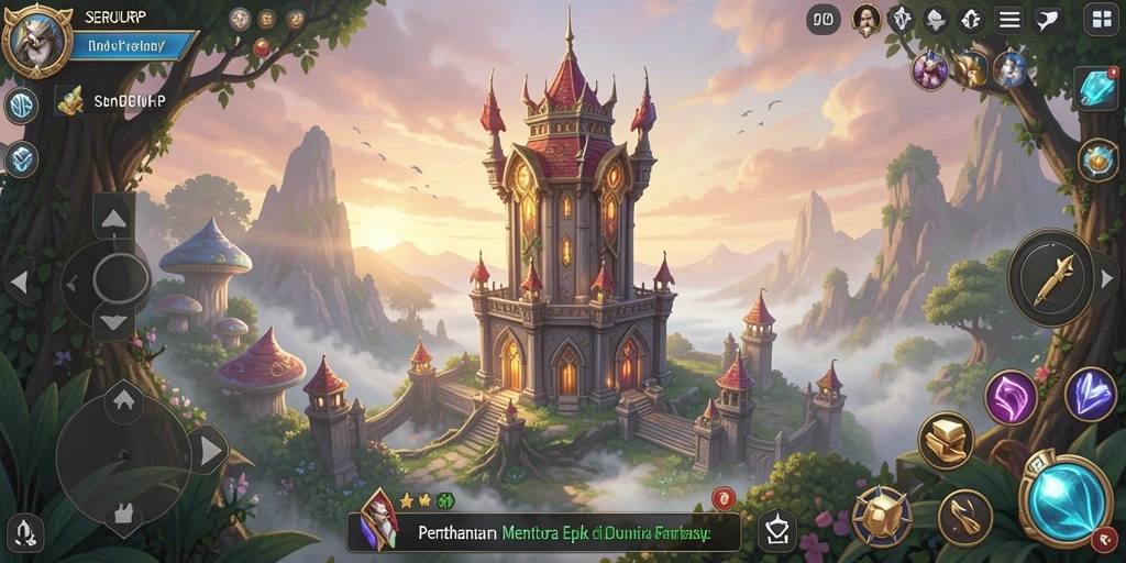 Gameplay seru di SERURP dengan menara bertahan melawan musuh.