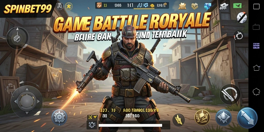 Tampilan gameplay SPINBET99 yang mendebarkan dengan pertarungan intens Battle Royale.