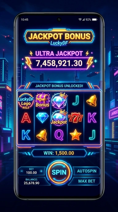 Tampilan antarmuka aplikasi luckydf yang menarik dan user-friendly.